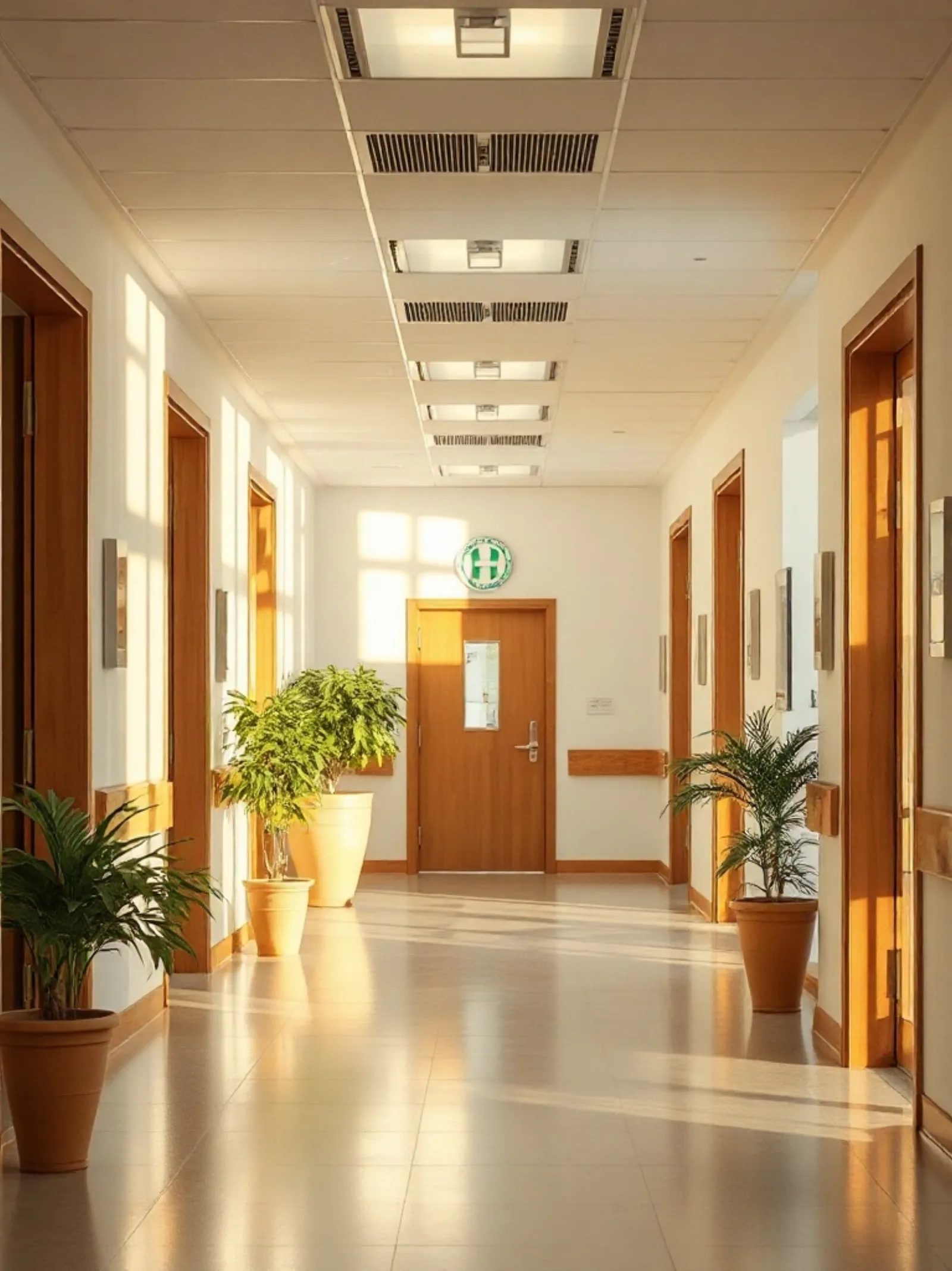 A bright clinic corridor